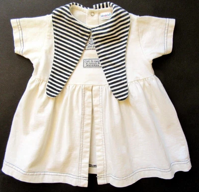 Vestido ABSORBA Bebé Niña 9 meses Tejido Náutico Francés Blanco y Negro 100% Algodón Foto 1 de 4