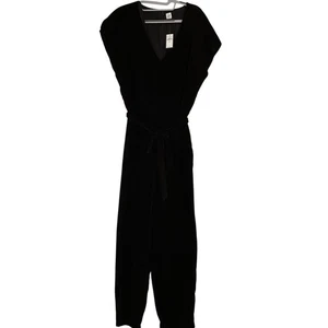 Gap Black Velvet V-Neck Jumpsuit Romper New with tags Size 14 Tall - Picture 1 of 9