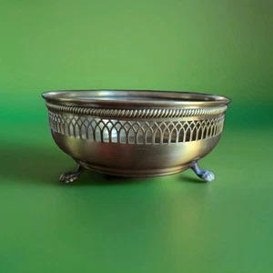 Plato jardinero antiguo de latón de 3 pies de soutterware - Imagen 1 de 6