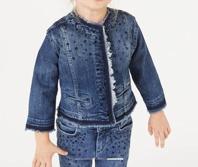 LIU JO Milano Girl Jeans Blue Denim jacket gemstones Long Sleeve 7 Years Y1011C - Image 1 of 4
