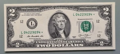 2013 Two Dollar Federal Reserve Note $2 STAR NOTE Circulated #96428 - Image 1 of 2