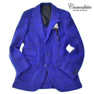 Camoshita United Arrows Mohair Alpaca Jacket 46 Blue Brown - Picture 1 of 9