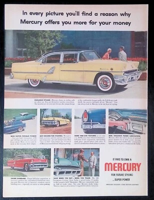 Print Ad 1950's Mercury Two Door Yellow Montclair Convertible - Image 1 of 2
