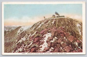 Summit of Pikes Peak Cog Railroad Colorado 1936 Vintage Postkarte - Bild 1 von 2