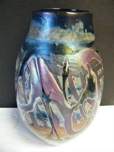 Amerikanisches Kunstglas Brent Cox Vase signiert und datiert 1983 - Bild 1 von 10