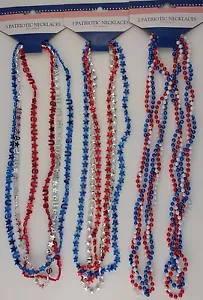COLLARES PATRIÓTICOS AMERICANOS Rojo Plata Azul, 2-3/Paquete SELECCIONADO: EE. UU., Estrellas, Trenzados - Imagen 1 de 4