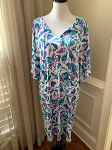 Carole Hochman Camisón Caftán L Vestido Casa Vestido Mumu Poli Mezcla Tejido Nuevo Con Etiquetas - Imagen 1 de 14