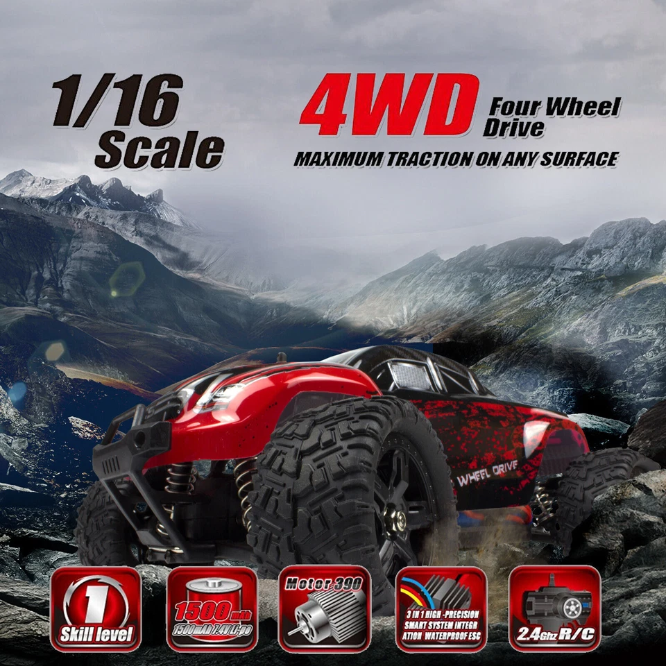 RC Monster Truck 4WD Off-Road Vehicle 2.4Ghz Remote Control Buggy Crawler Car US - Image 1 of 1