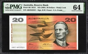Australia 20 Dollars P46i R415 1994 Fraser Evans PMG64 Choice UNC Banknote Note - Picture 1 of 2