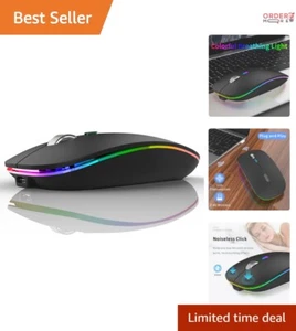 Ultra-Slim Rechargeable Wireless Mouse with LED Customization and Silent Buttons - Picture 1 of 9