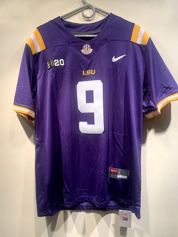 Joe Burrow LSU Tigers Stitched College Jersey Away Purple Size L NWT 2020 Cover