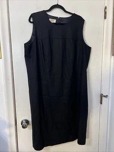 Vintage black wool Blend dress Talbots Petites Size 18W modest Preppy Midi Lined - Picture 1 of 9