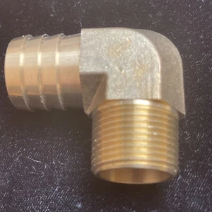 MIDLAND.BRASS,FORGED HOSE BARB 90 Degrees MIP ELBOW 1 X 3/4”x 55 x 50 mm - Picture 1 of 4