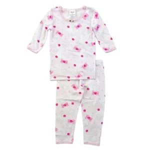 SF95057 Esme Girl's Sleepwear Pajamas 3/4 Sleeve Top Leggings set white pink - Picture 1 of 6