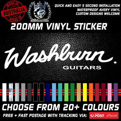 Washburn Guitars vinyl Sticker only Decal 200mm wide Multiple colours - image 1 of 3