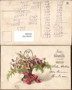 451860, postal artista cumpleaños flores cesta lazo - Imagen 1 de 1