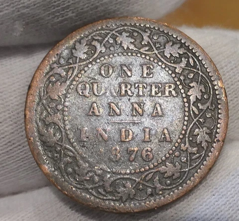 British India 1876 Queen Victoria 1/4 Anna Cover