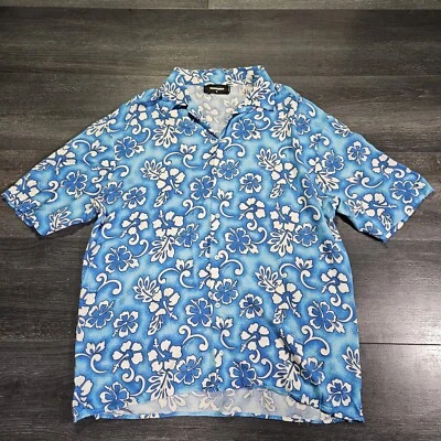 Camisa de campamento hawaiana DSQUARED2 para hombre 54 azul viscosa hecha en Italia playa floral Foto 1 de 4