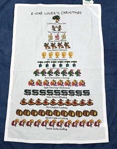 NWT 12 Days of Christmas Flour Sack Dish Towel Wine Lover's Tea Towel - Picture 1 of 3