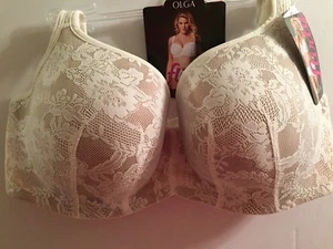 OLGA UNDERWIRE BRA FLIRTY BALCONETTE WITH LACE WOMEN'S FULL FIGURE GF5711A NEW - Picture 1 of 12