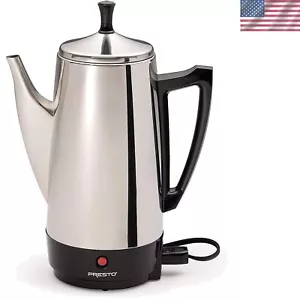 Luxurious 12-Cup Electric Coffee Percolator with Easy-Pour Spout - Silver Finish - Picture 1 of 2