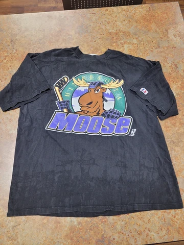 Vintage Minnesota Moose Logo Athletic Shirt Mens XL IHL Hockey Black *Read* Cover