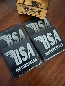 BSA Motorcycle,Harley- Davidson Indian Kawasaki Triumph Slate Coasters Man Cave - Picture 1 of 11