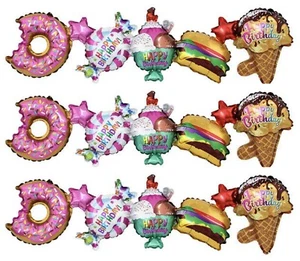 3 x Donut Eisfolie Banner Ballon Luftfüllung Happy Birthday Party Dez - Bild 1 von 3