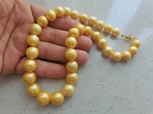 HUGE 17."L 12-15MM NATURAL SOUTH SEA GOLDEN PEARL NECKLACE as picture - Picture 1 of 5