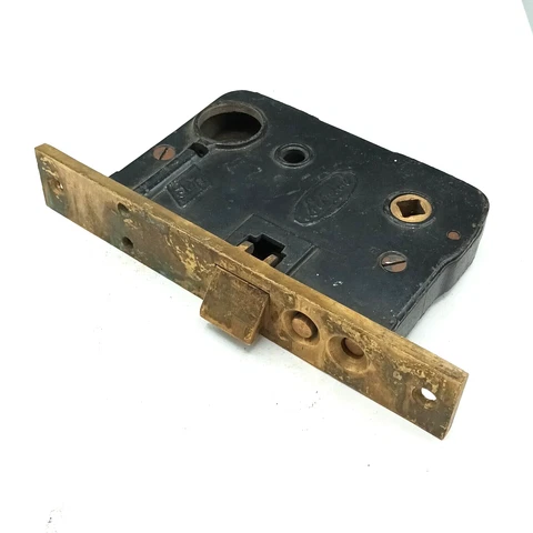 Vintage Lockwood Exterior Mortise Lock Door Hardware Salvage Deadbolt Cover