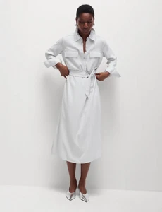 M&S Light Grey Utility Midi Shirt Dress Size 12 Reg BNWT - Picture 1 of 8