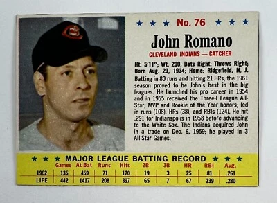 1963 Post Cereal #76 John Romano (Indians) 63P - Image 1 of 2
