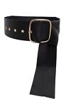 Women Black Color Extra Long Fabric Wide Band Belt Hip High Waist Fit Size XS S
