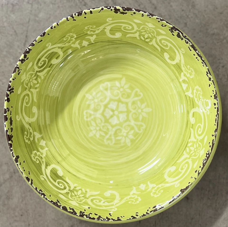 Cynthia Rowley Green Rustic Medallion Print Edge MELAMINE Cereal Bowls Set 4 - Image 1 of 1