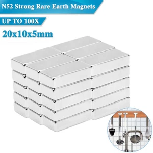 Super Strong Magnets Block Rare Earth Cuboid Neodymium N52 20×10×5mm UP to 100X - Picture 1 of 12