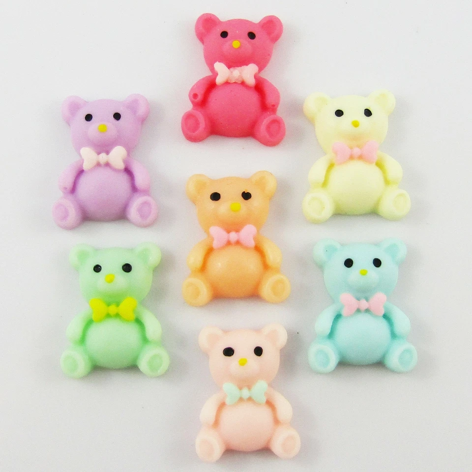 10pc DIY Resin Teddy Bear Cabochon Flat Back Card Scrapbooking Hair Clip 22x18mm - image 1 of 1