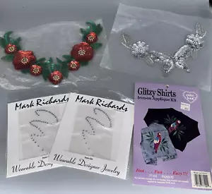 Glitzy Shirts vintage lot of 5 designer iron on bling  transfers - Picture 1 of 8