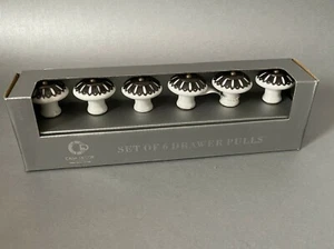 Casa Decor Drawer Cabinet Knobs 6PC Set White Dark Bronze Meta Ceramic NEW  - Picture 1 of 7