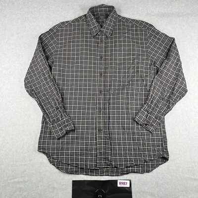 Camisa Canali Grande Negra Tattersall Cuadros Abotonada Manga Larga Hombres Hecha en Italia Foto 1 de 4