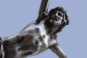 ⭐Großer antiker versilberter Bronzekorpus Christi, Kruzifix, religiöse Kunst - Bild 1 von 16