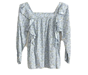CHAPS Shirt Größe Small Bluse L/S blau Blumen Rüschen Fairycore Damen NEU Z1 - Bild 1 von 9