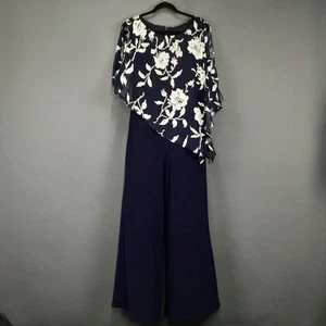 Mono Scarlett Para Mujer 14 Azul Marino Floral Superposición Pierna Ancha Elegante Pantalón - Imagen 1 de 16