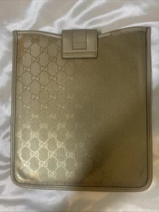 GUCCI GOLD Ipad Guccissima Leather Case Cover Wallet Used 1 Time 9.5 X 10.5 - Afbeelding 1 van 6