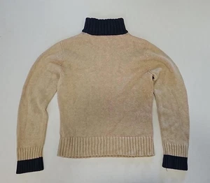 Tommy Hilfiger Damen Pullover beige mit schwarzem halben Rollkragen Gr. XL Baumwolle - Bild 1 von 7