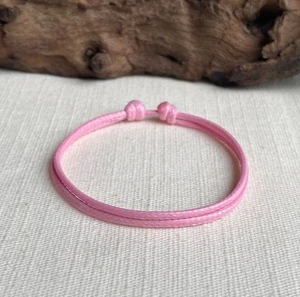 Hellrosa 1,5 mm Wasserdicht Verstellbar Kordel Armband oder Fußkettchen Unisex - Bild 1 von 8