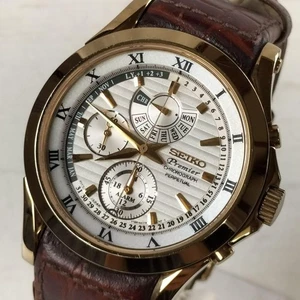SEIKO Premier Perpetual Calendar 7T86 Quartz Watch Chronograph Japan - Picture 1 of 12