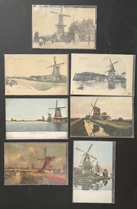Lot of 7 Old Vintage Postcards of Foreign Dutch Windmills - Picture 1 of 5