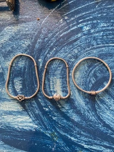 Lot Of 3 Pandora ALE Sterling Silver 925 Charm Bracelets, 43 Grams Sz 8.25”-7.5” - Picture 1 of 24