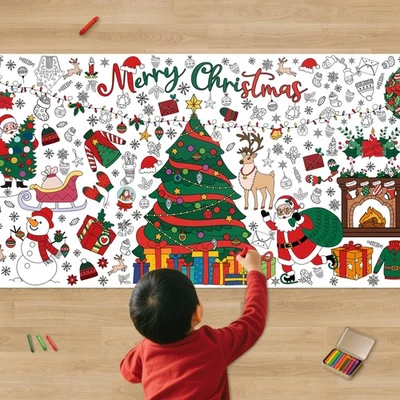 Xmas Giant Coloring Tablecloth/Poster-Christmas Crafts for Kids-30 x 72 Inche... - Image 1 of 4