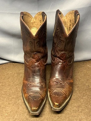 Tony Lama Western Botas de Vaquero Cuero Marrón Pull On VF 6025 Para Hombres Talla 8.5B Foto 1 de 4